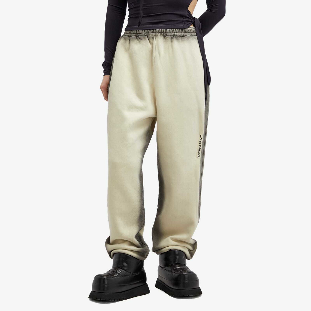 Y/Project Women's Pinched Logo Sweatpants in Beige Spray Y/Project