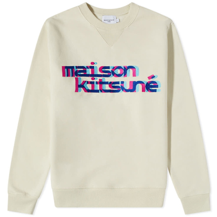 Photo: Maison Kitsuné Neon Line Typo Embroidery Crew Sweat