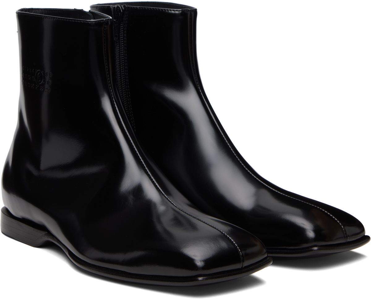 MM6 Maison Margiela Black Leather Ankle Boots