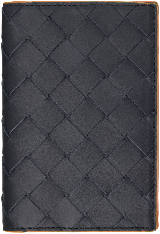 Photo: Bottega Veneta Navy Intrecciato Passport Holder