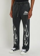 God Made Printed Straight-leg Cotton Sweatpants Grey