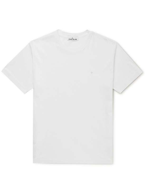 Photo: Stone Island - Logo-Embroidered Cotton-Jersey T-Shirt - White