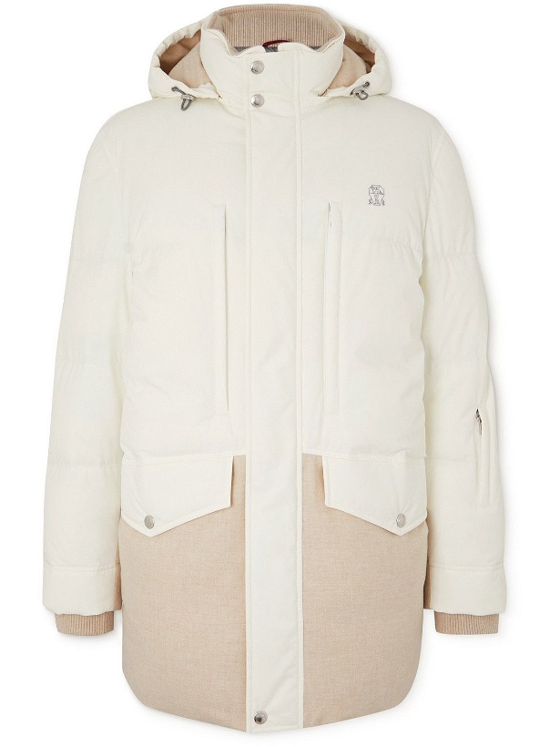 Photo: Brunello Cucinelli - Two-Tone Quilted Panelled Hooded Down Ski Jacket - Neutrals