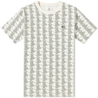 Lacoste Men's Diamond Geometric T-Shirt in Off White/Green