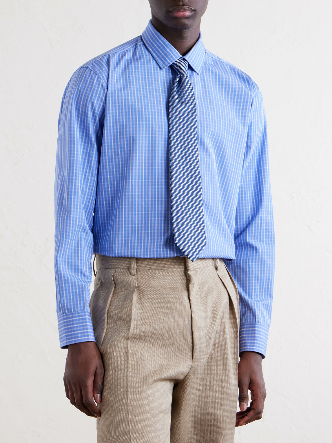 Charvet - Checked Cotton-Poplin Shirt - Blue