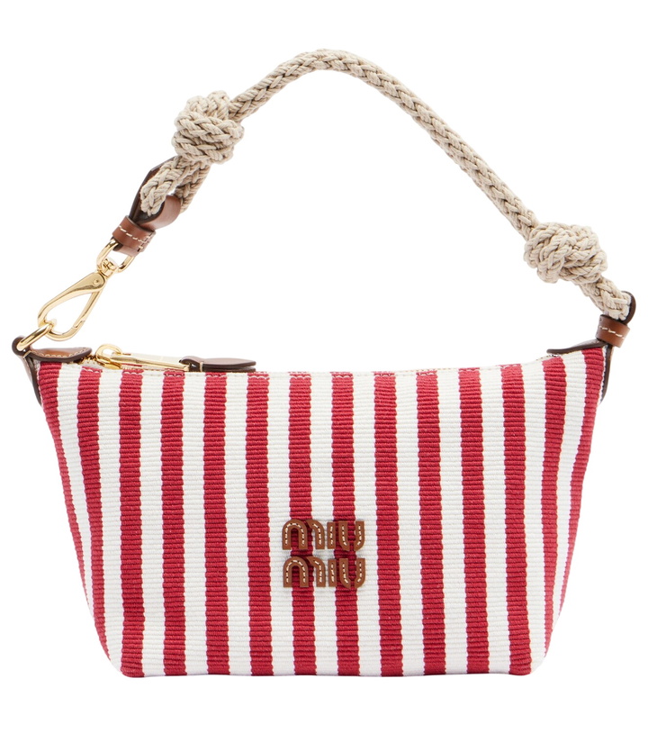 Photo: Miu Miu Striped leather-trimmed top-handle bag