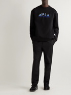 Maison Kitsuné - Ader Error Yoga Blue Fox Logo-Embroidered Cotton-Jersey Sweatshirt - Black