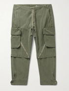 Greg Lauren - Baker Cropped Tapered Slub Cotton Drawstring Cargo Trousers - Green