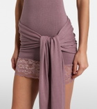 Aya Muse Lace-trimmed halterneck silk and cotton minidress