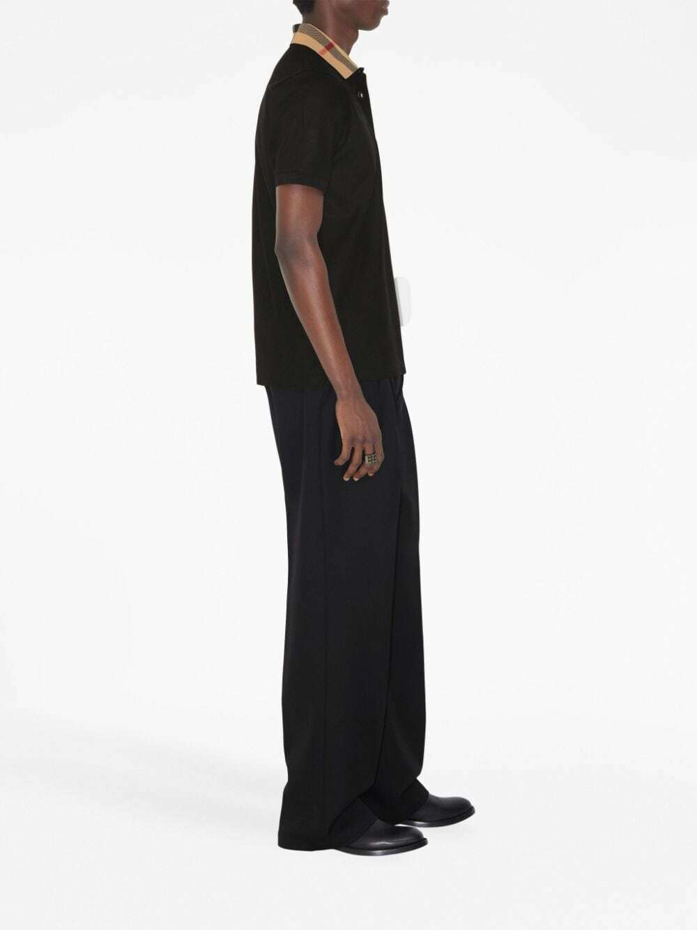 BURBERRY - Check Motif Cotton Polo Shirt