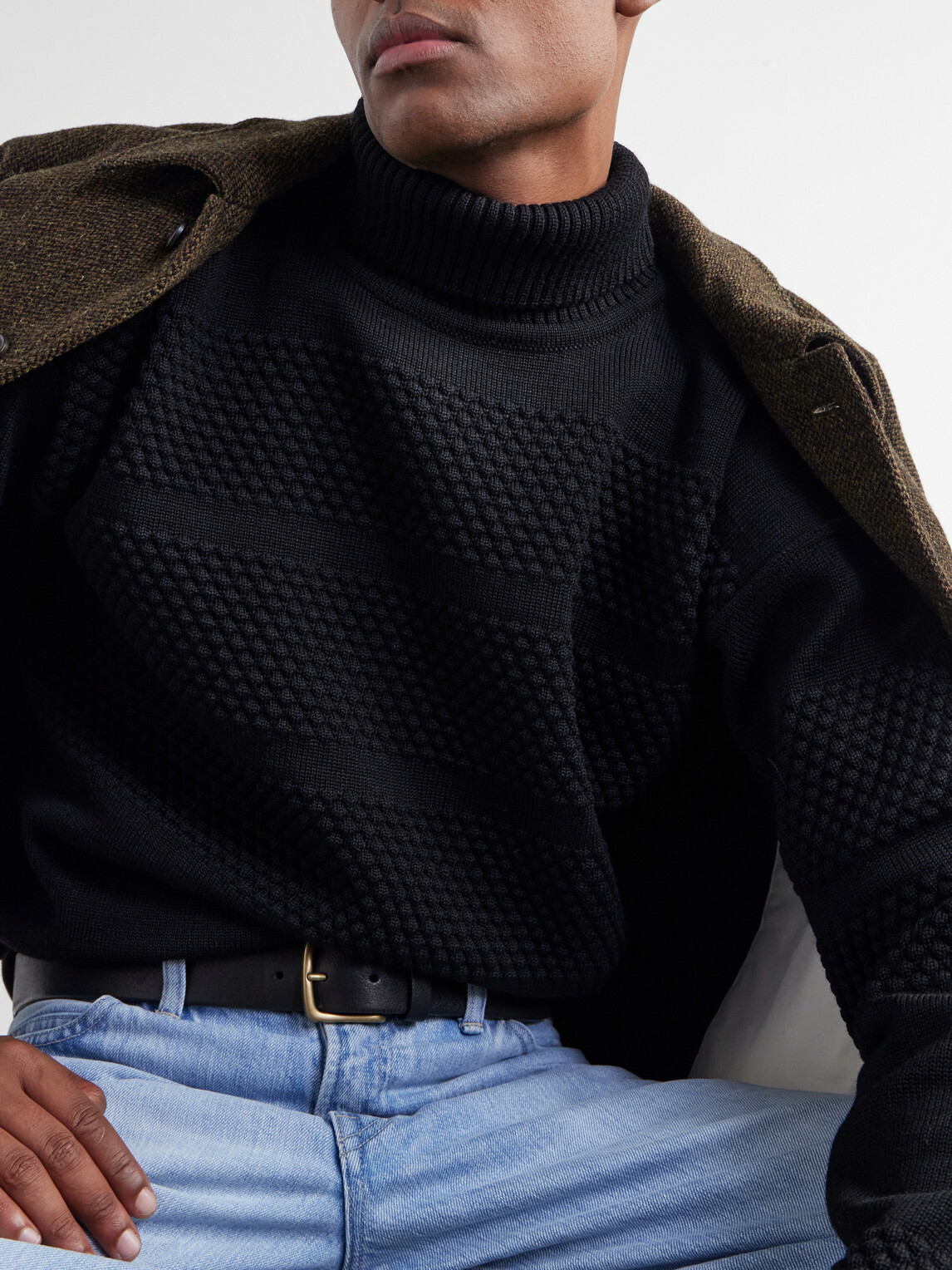 S.N.S. Herning - Textured Virgin Wool Rollneck Sweater - Black