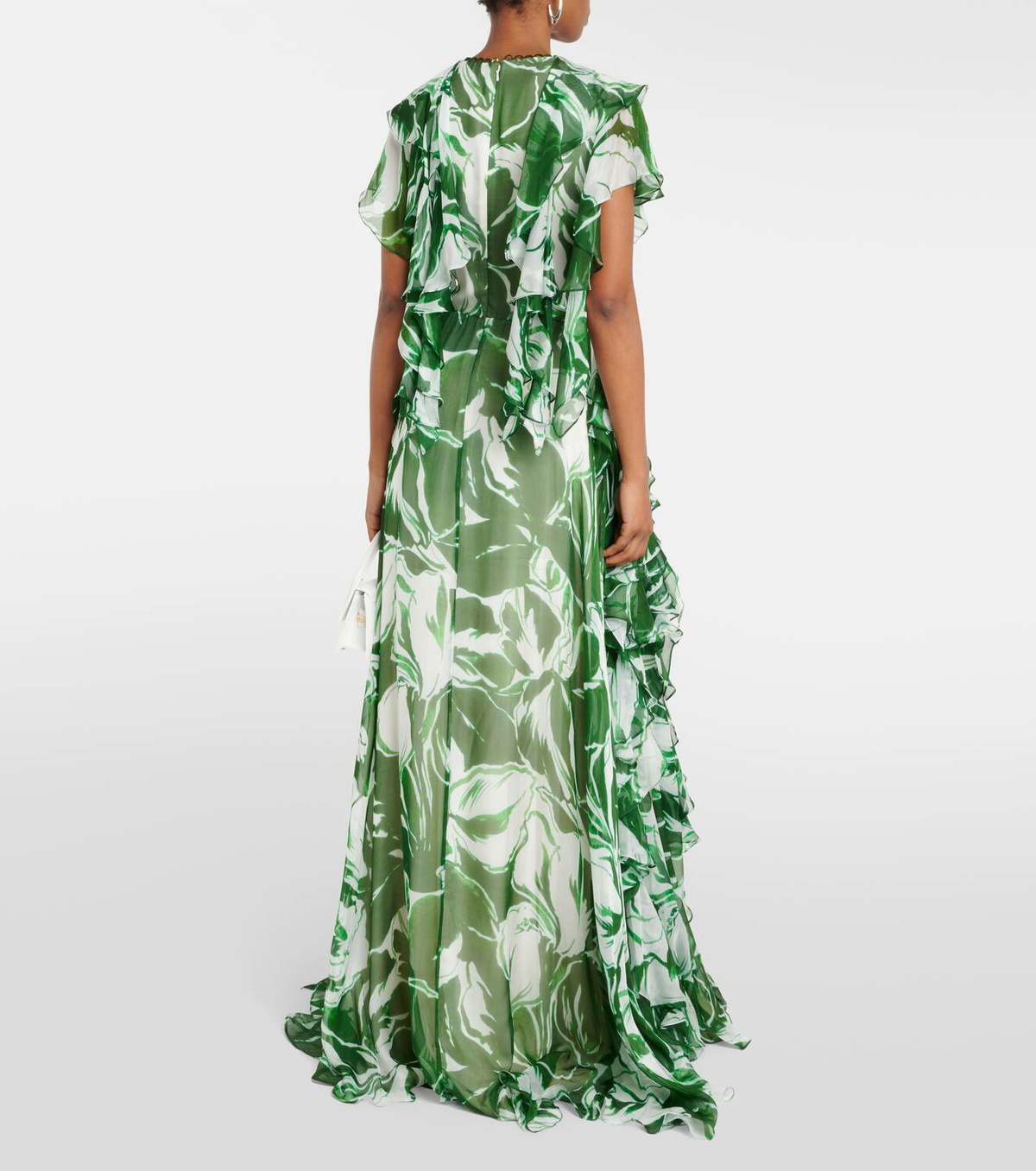 Costarellos Kalina printed ruffled silk gown Costarellos
