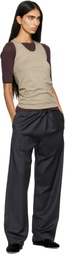ssstein Gray Wool Silk Drawstring Easy Trousers
