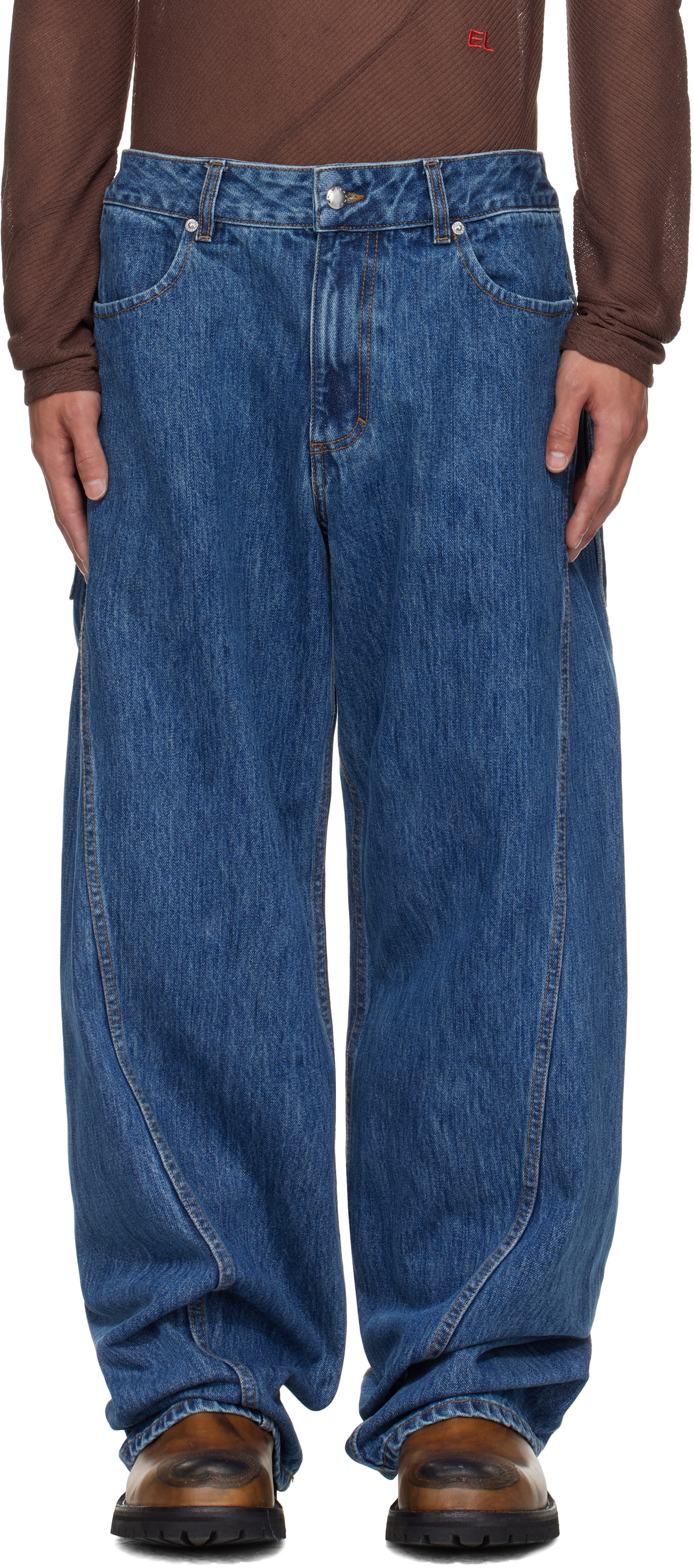 【関税込み】Eckhaus Latta ブルー Bend ジーンズ Eckhaus Latta: Blue Bend Jeans | SSENSE