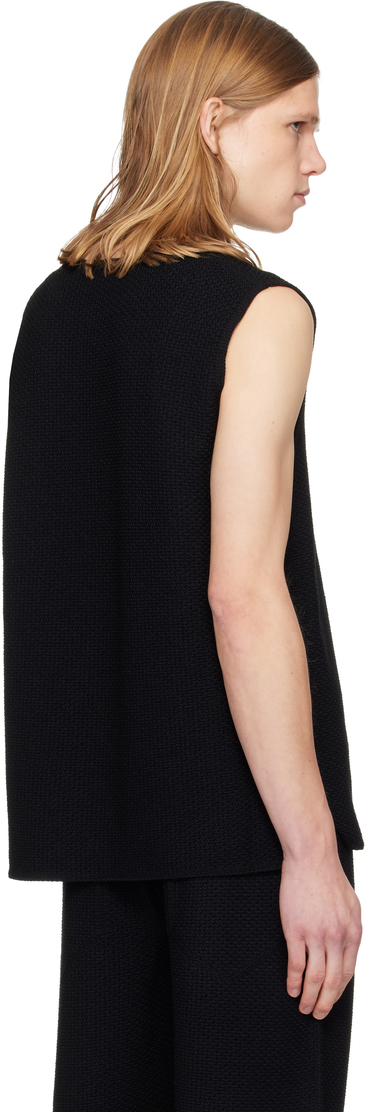 HOMME PLISSÉ ISSEY MIYAKE Black Rustic Knit Vest