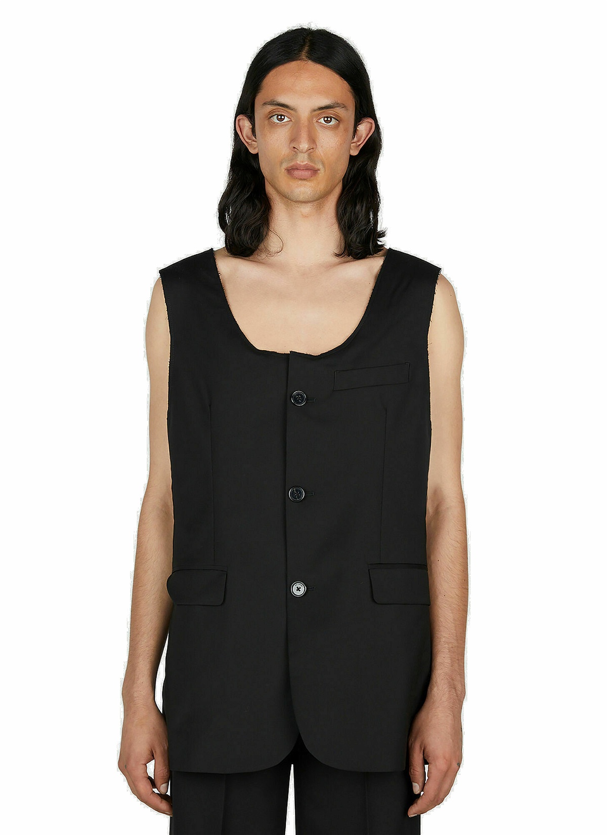 Photo: Raf Simons - Scoop Neck Suiting Top in Black