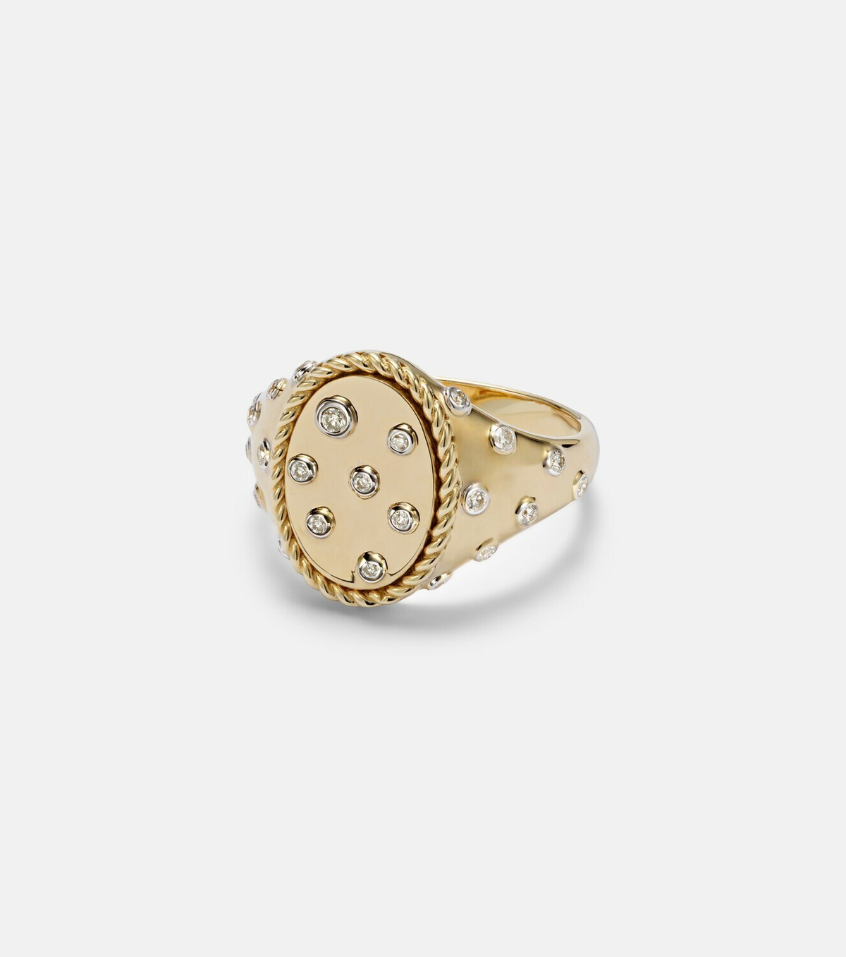 Yvonne Léon Plumetis 9kt gold ring with diamonds