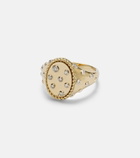 Yvonne Léon Plumetis 9kt gold ring with diamonds
