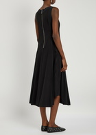 High Good Fortune Panelled Satin Midi Dress Black