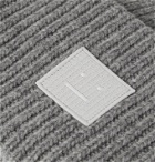 Acne Studios - Logo-Appliquéd Ribbed Mélange Wool Beanie - Gray