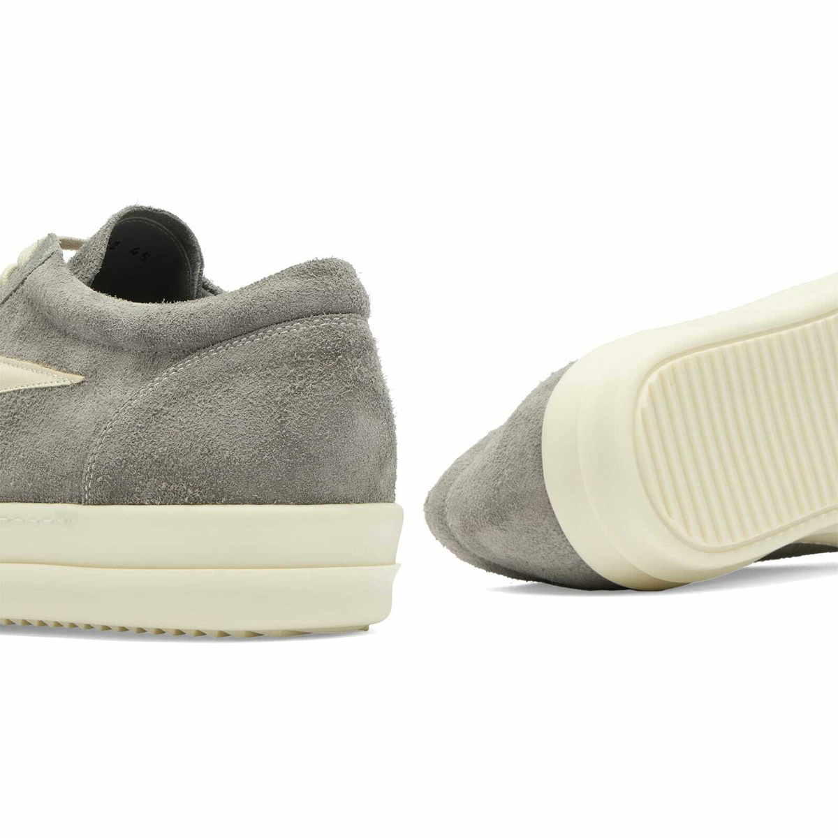 Rick Owens Men's Suede Vintage Sneaks in Steel/Milk/Milk