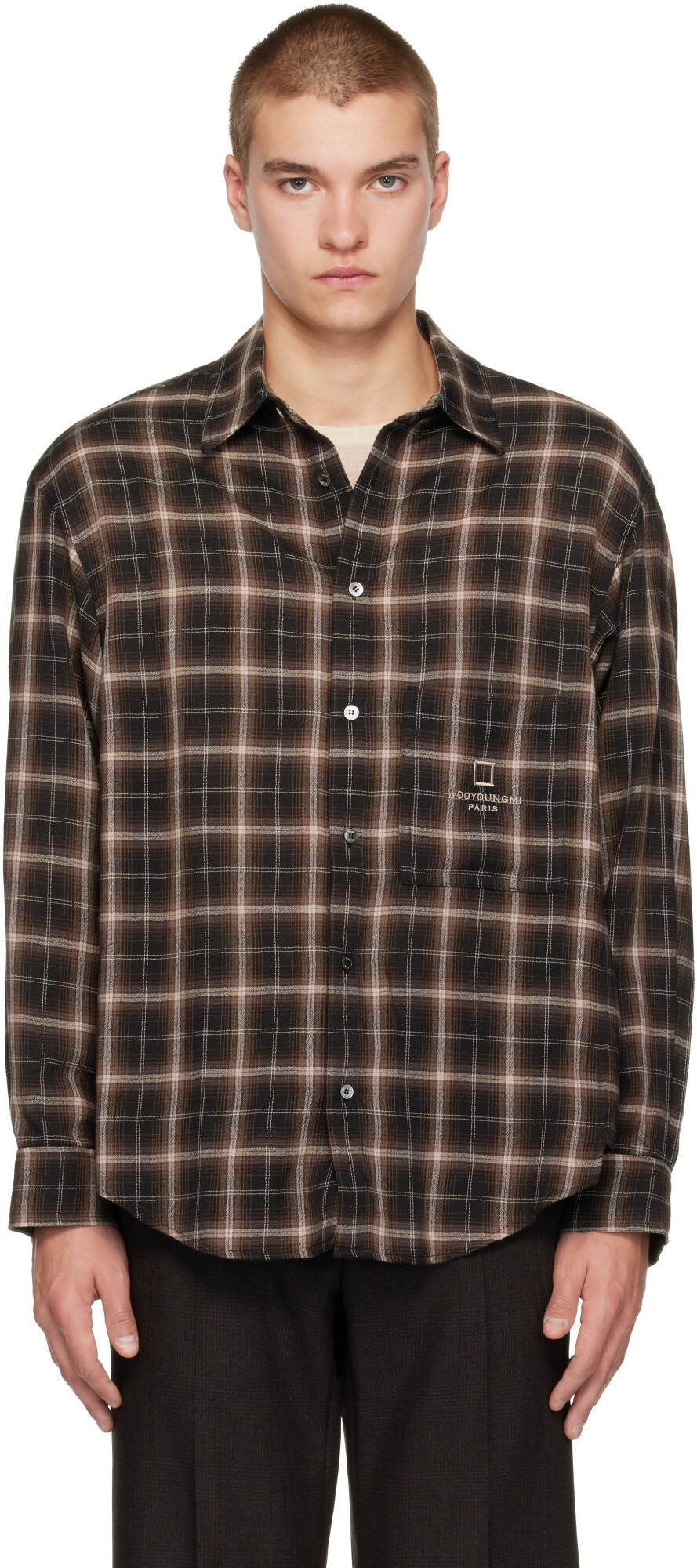 WOOYOUNGMI Brown Ombre Check Shirt