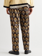 BODE - Floral-Print Silk Trousers - Gray