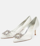 Roger Vivier Flower Strass embellished satin pumps