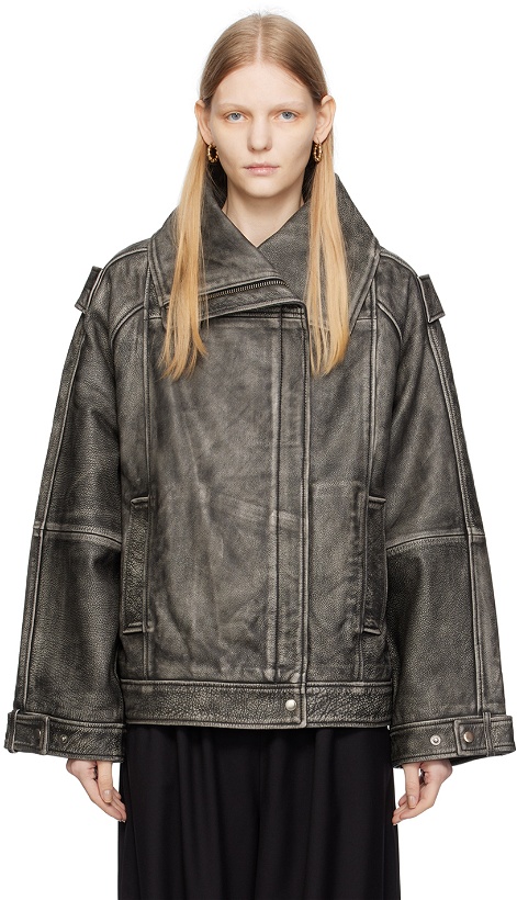 Photo: REMAIN Birger Christensen Black Oversized Leather Jacket
