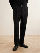 Officine Générale - Hugo Straight-Leg Belted Virgin Wool Suit Trousers - Black