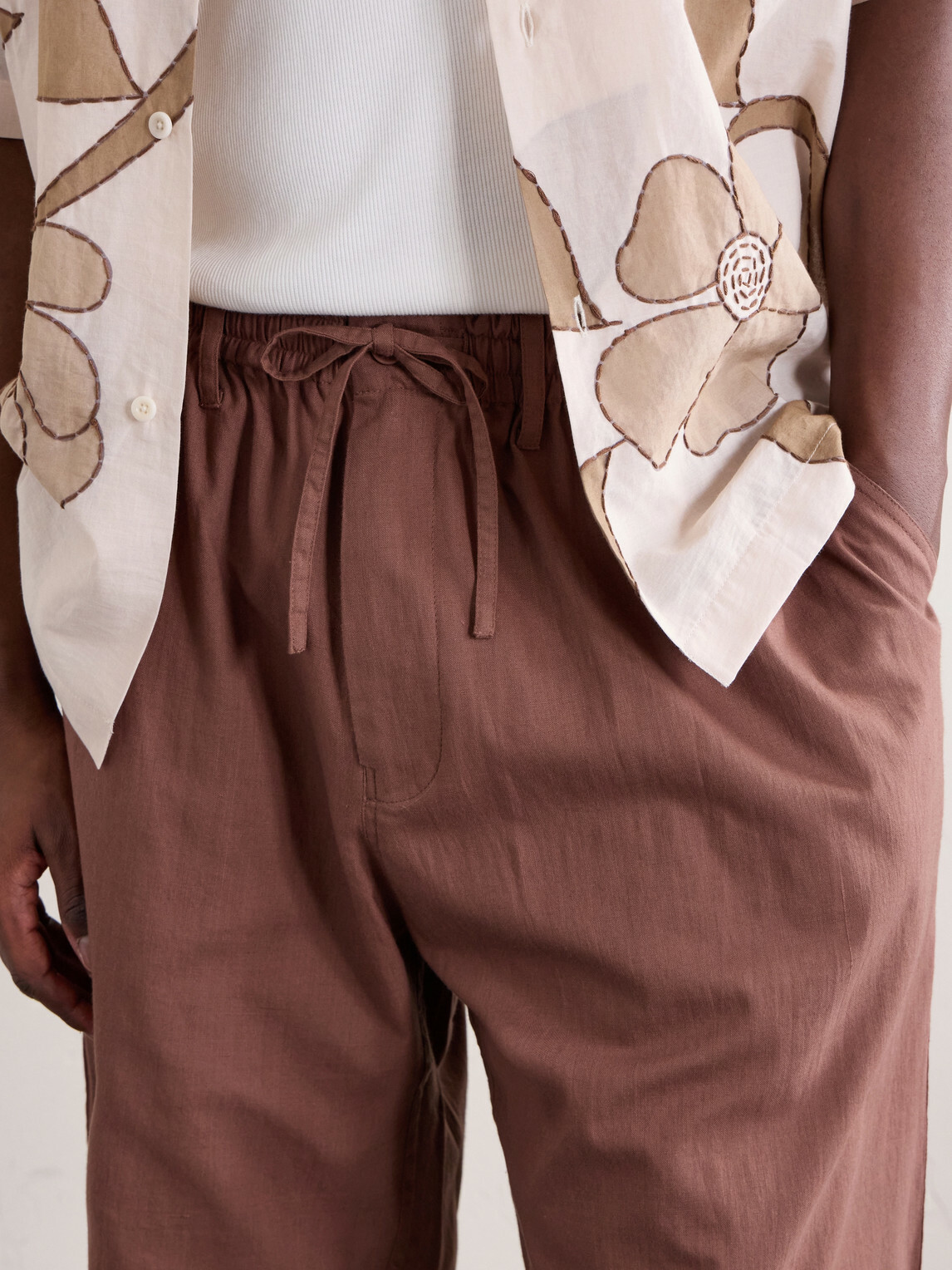 Kardo - Milo Straight-Leg Cotton Drawstring Shorts - Brown