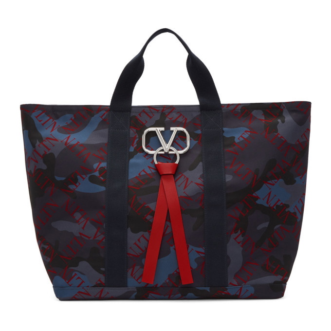 Photo: Valentino Navy Valentino Garavani Camo V-Ring Tote