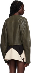 FIDAN NOVRUZOVA Khaki Paneled Leather Jacket