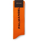 Palm Angels - Logo-Intarsia Stretch Cotton-Blend Socks - Men - Orange