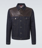 Brunello Cucinelli Leather-paneled denim jacket