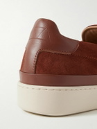 Mulo - Leather-Trimmed Suede Slip-On Sneakers - Brown