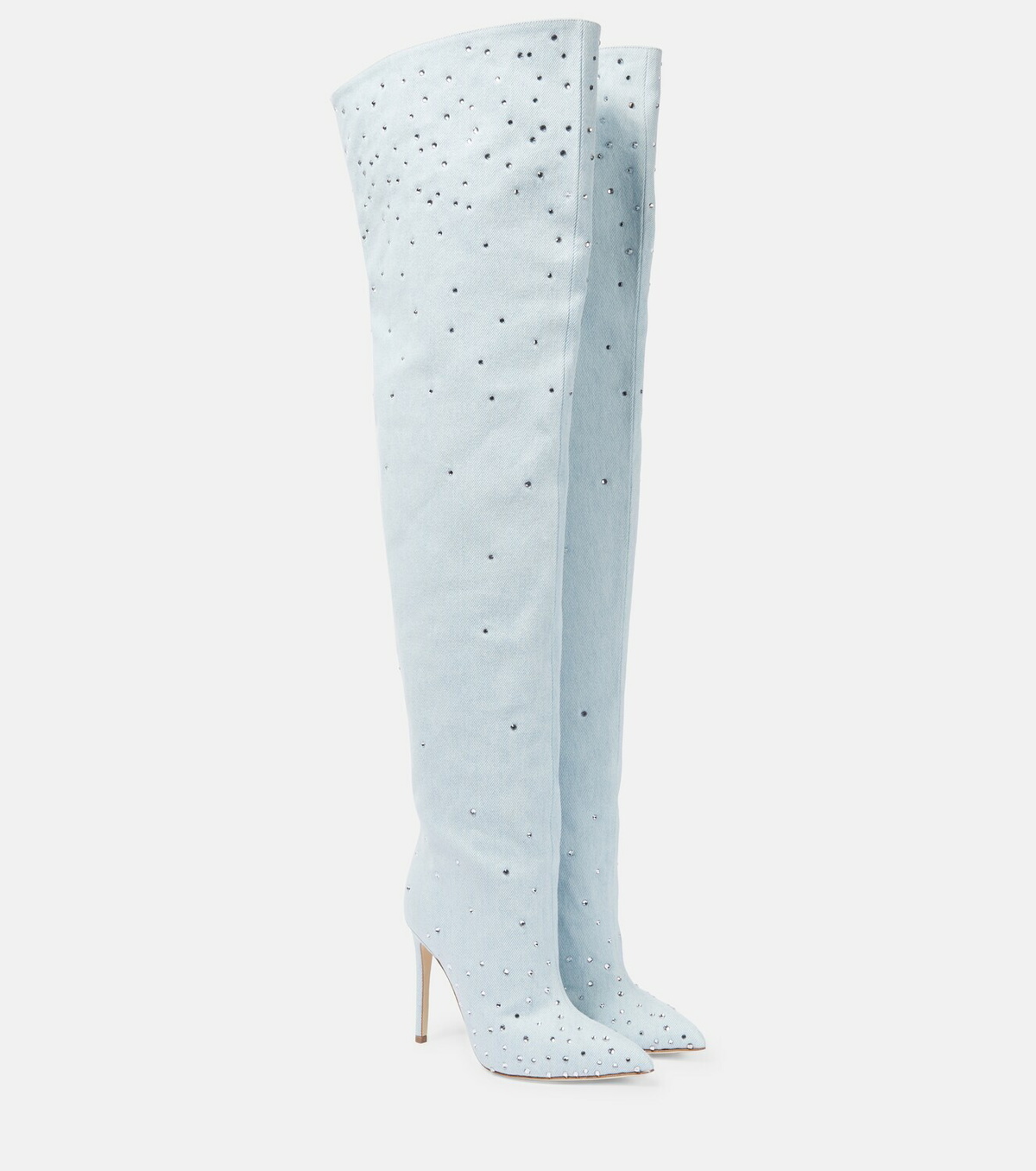 Paris Texas - Holly embellished denim over-the-knee boots
