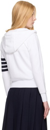Thom Browne White Classic Zip Up Hoodie
