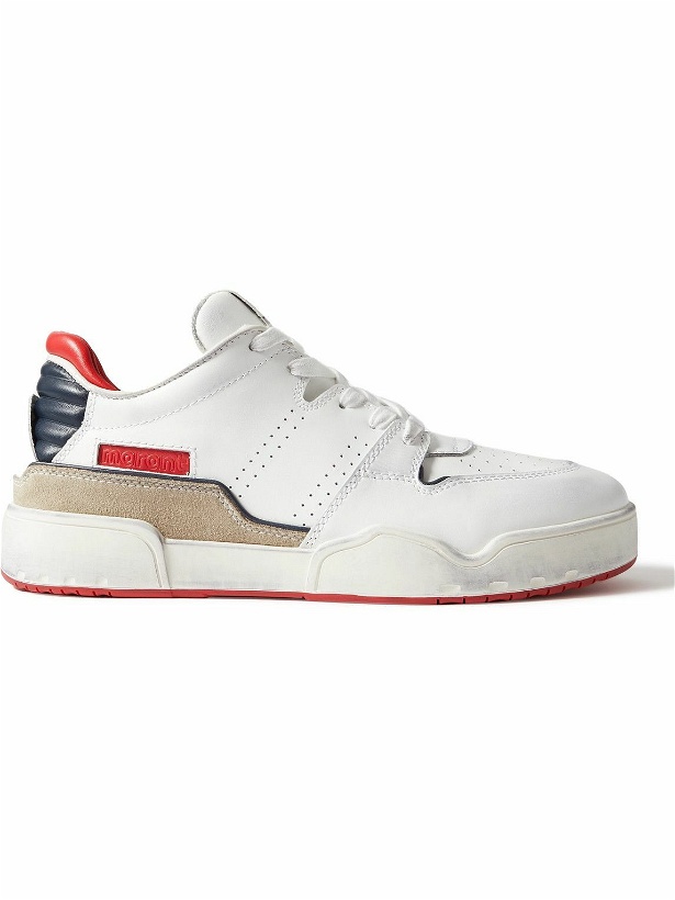 Photo: Marant - Emreeh Distressed Suede-Trimmed Leather Sneakers - White