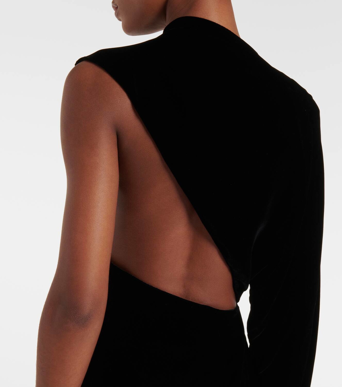 one shoulder black velvet dress One Shoulder Velvet Wedding Guest Dress With Slit, Black