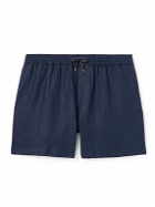 Agnona - Straight-Leg Linen Swim Shorts - Blue