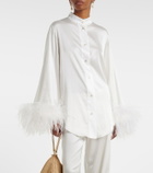 Oséree Bridal feather-trimmed satin shirt