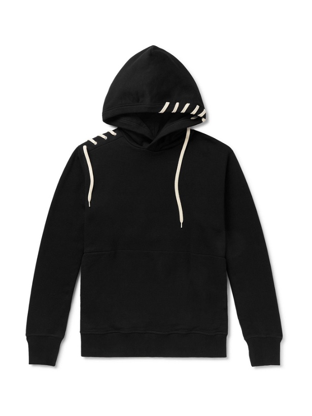 Photo: CRAIG GREEN - Lace-Detailed Loopback Cotton-Jersey Hoodie - Black
