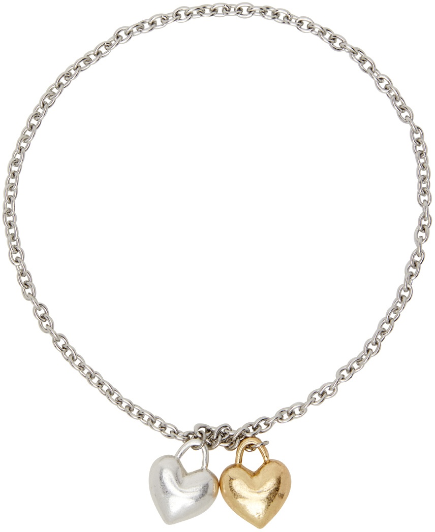 Marland Backus Silver & Gold Tangled Hearts Necklace