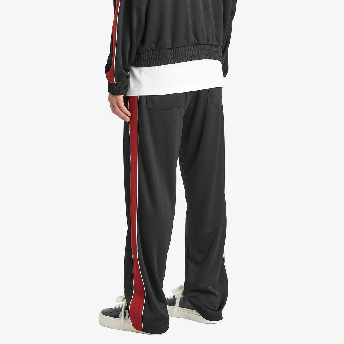 Cole Buxton Men's Contrast Tape Track Pant in Black/Red