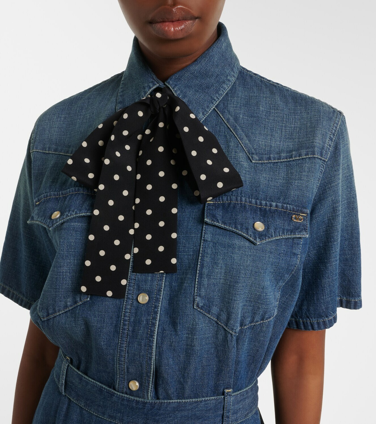 Valentino Belted denim polo dress