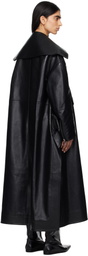 Nanushka Black Teca Regenerated Leather Trench Coat