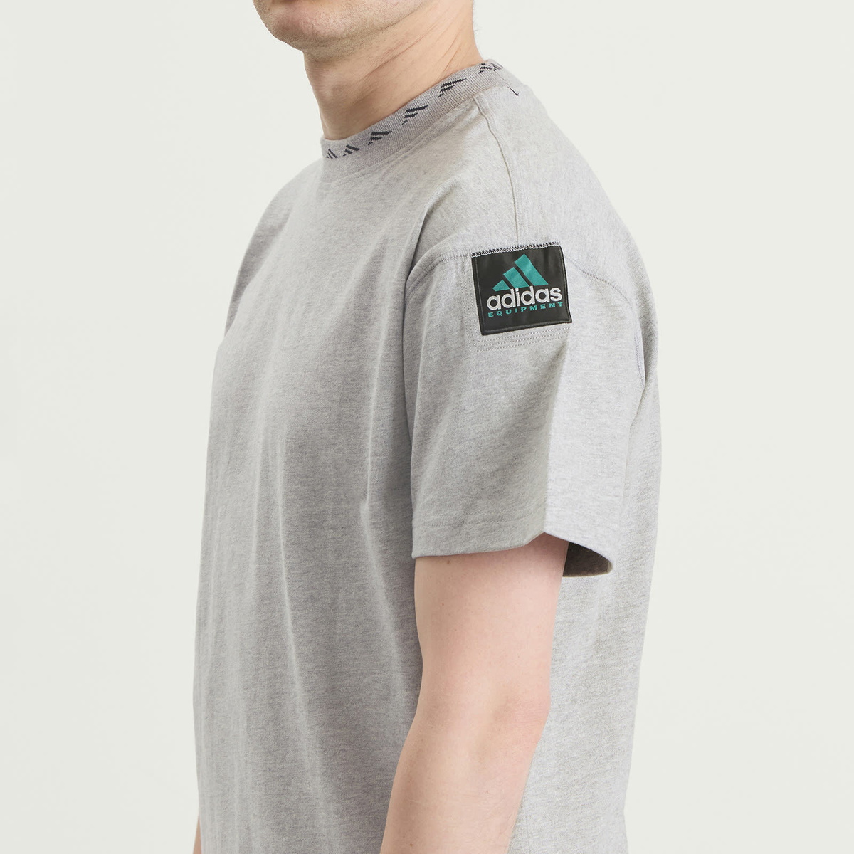 Adidas Men's No Wash Logo T-Shirt in Medium Grey Heather