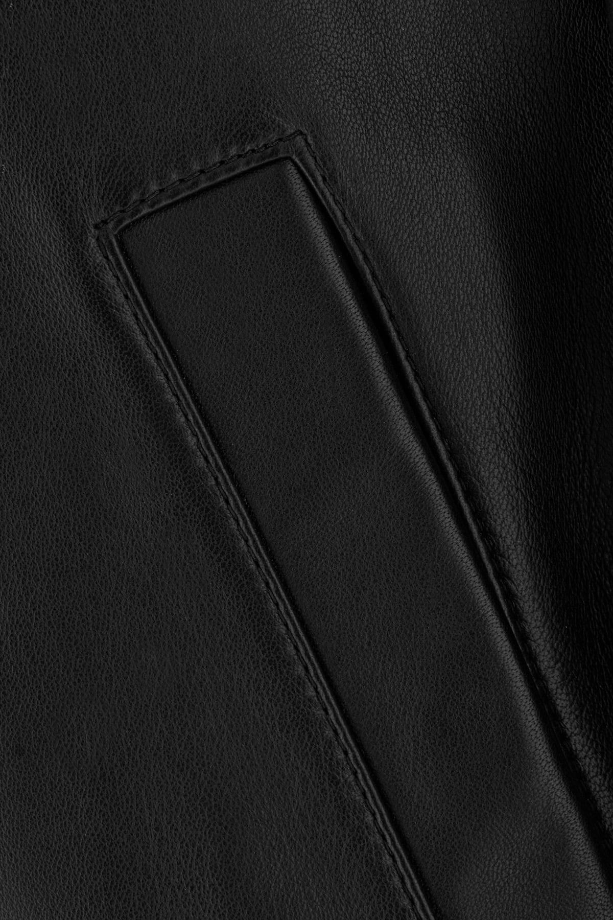 Emporio Armani Black Leather Bomber Jacket