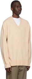 Acne Studios Beige Cashmere V-Neck Sweater